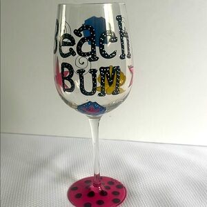 Beach Bum Wine Glass with Colorful Design